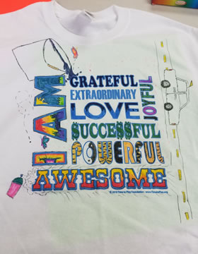 I Am Awesome Workshop Tee Shirt image in yellow fading to orange