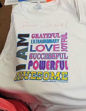 I Am Awesome Workshop Tee Shirt image in pink and yellow